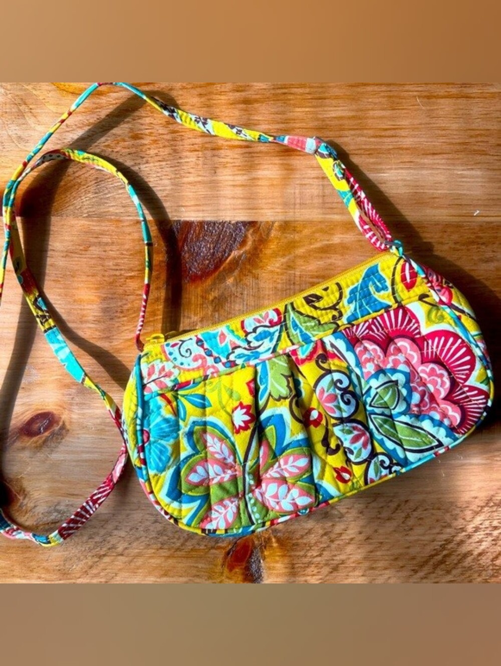 Vera Bradley Yellow Multicolor Quilted Crossbody Bag